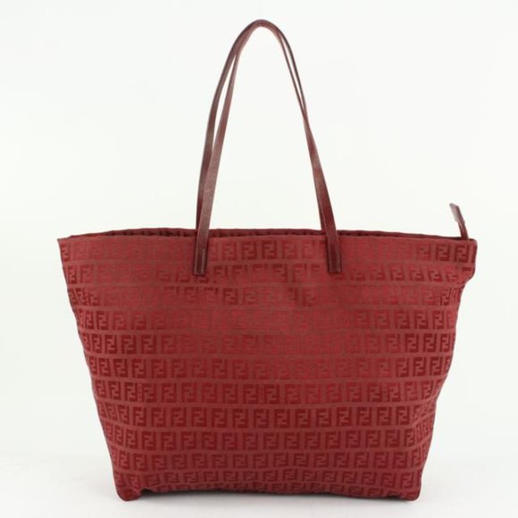 Fendi Burgundy Monogram FF Zucca Roll Tote Shopper Bag 112f15 - Picture 7 of 12